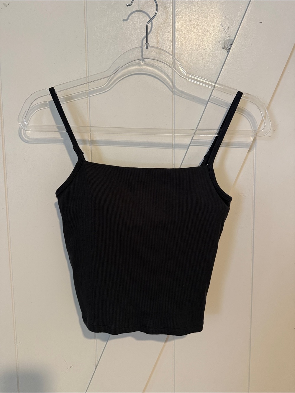 Vuori Black Ribbed Square-Neck Cami